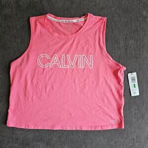 NWT Calvin Klein Performance Women's Pink White Cropped Tank Top Size Large